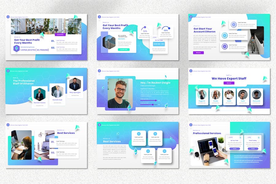 以太坊加密货币区块链交易PPT模板 - 顶尖PPT
