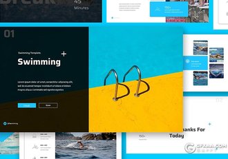 34页游泳主题游泳俱乐部项目宣传介绍PPT模板 - 顶尖PPT