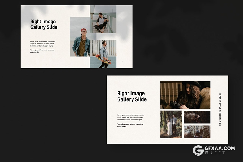 37页扁平化极简文艺风格摄影模特服装展示ppt模板 - 顶尖PPT