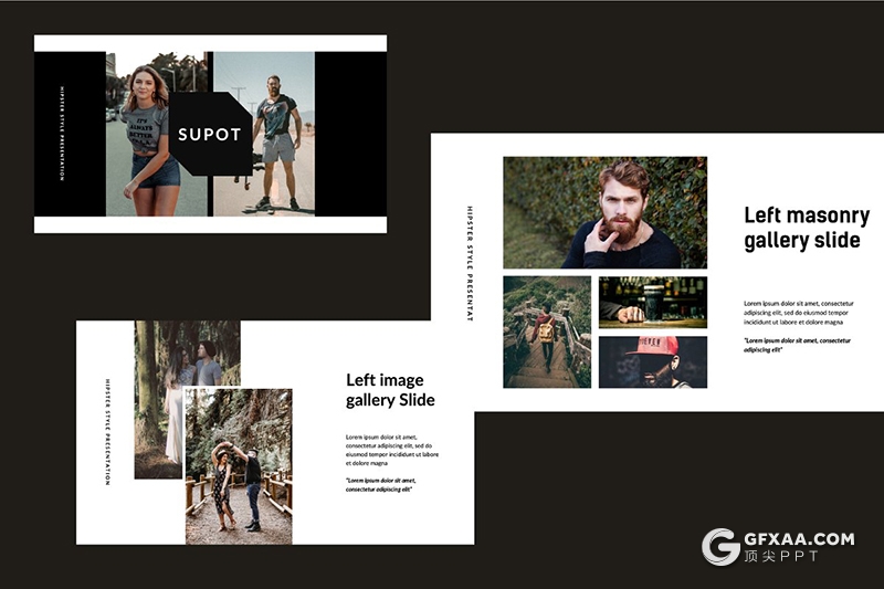 37页扁平化极简文艺风格摄影模特服装展示ppt模板 - 顶尖PPT