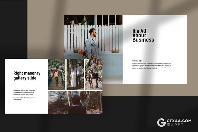 37页扁平化极简文艺风格摄影模特服装展示ppt模板 - 顶尖PPT