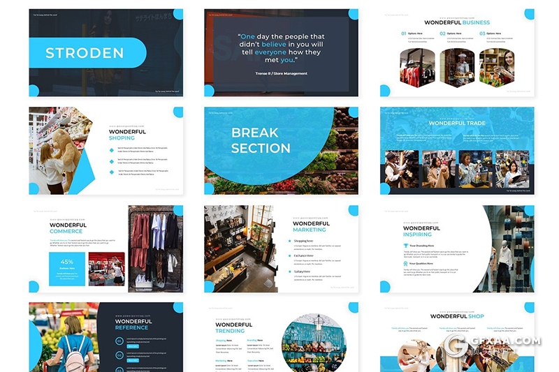 30页购物商城服装门店统计数据分析多用途keynote模板5种主题配色 - 顶尖PPT