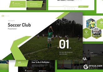 33页绿色足球比赛球队介绍体育运动项目介绍展示keynote模板 赠60张PNG透明足球人物配图 - 顶尖PPT