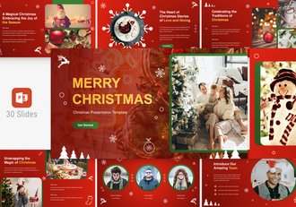 节日红色圣诞主题演讲方案PPT模板 - 顶尖PPT