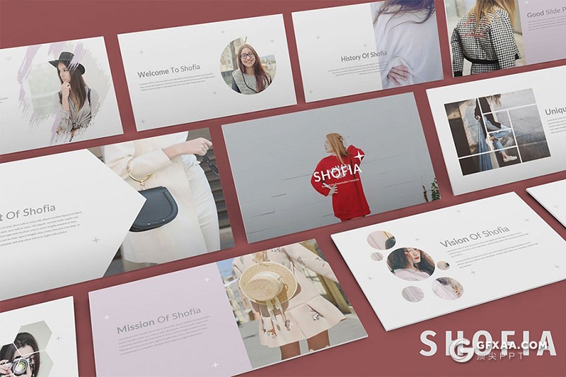 30页简约文艺风格摄影模特展示keynote模板 - 顶尖PPT