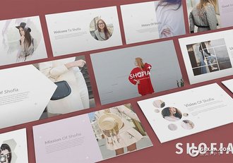 30页简约文艺风格摄影模特展示Google slides模板 - 顶尖PPT