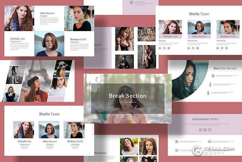 30页简约文艺风格摄影模特展示keynote模板 - 顶尖PPT