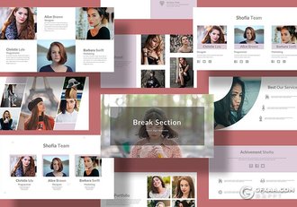 30页简约文艺风格摄影模特展示PPT模板 - 顶尖PPT