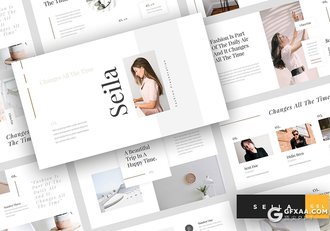 30页极简风格时装模特美女写真多用途Google slides模板 - 顶尖PPT