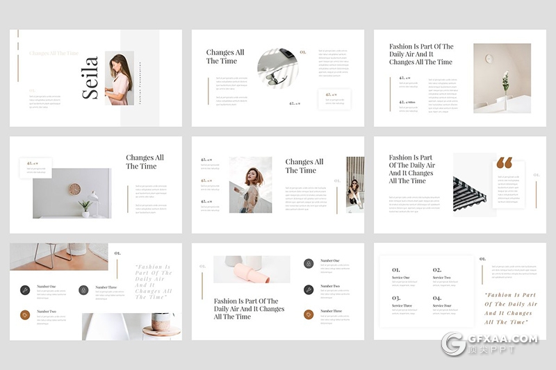 30页极简风格时装模特美女写真多用途keynote模板 - 顶尖PPT