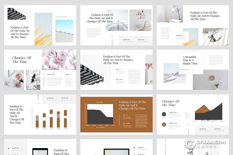 30页极简风格时装模特美女写真多用途keynote模板 - 顶尖PPT