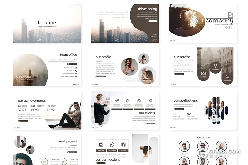 30页商务风格商业项目介绍工作汇报总结PPT模板5种主题配色 - 顶尖PPT