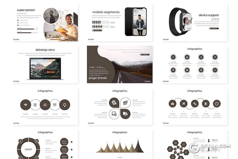 30页商务风格商业项目介绍工作汇报总结PPT模板5种主题配色 - 顶尖PPT