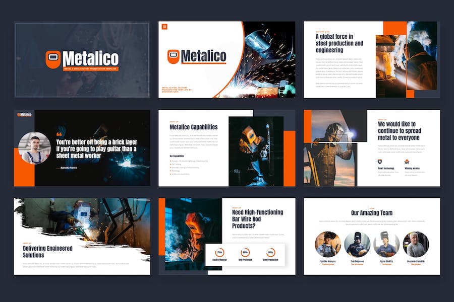 钢铁厂品牌介绍生产流程展示keynote模板 - 顶尖PPT