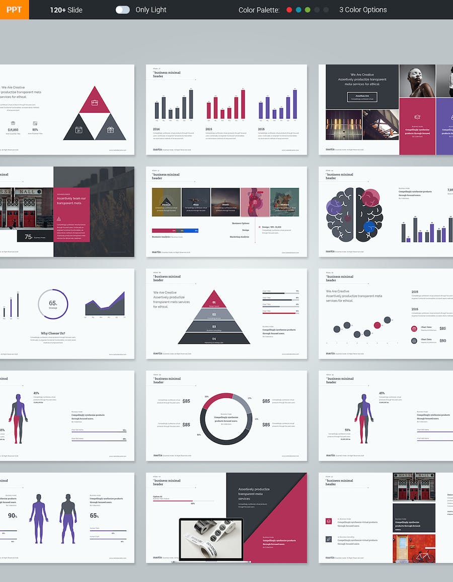 迷你简约风格商务汇报数据信息图形PPT模板 - 顶尖PPT