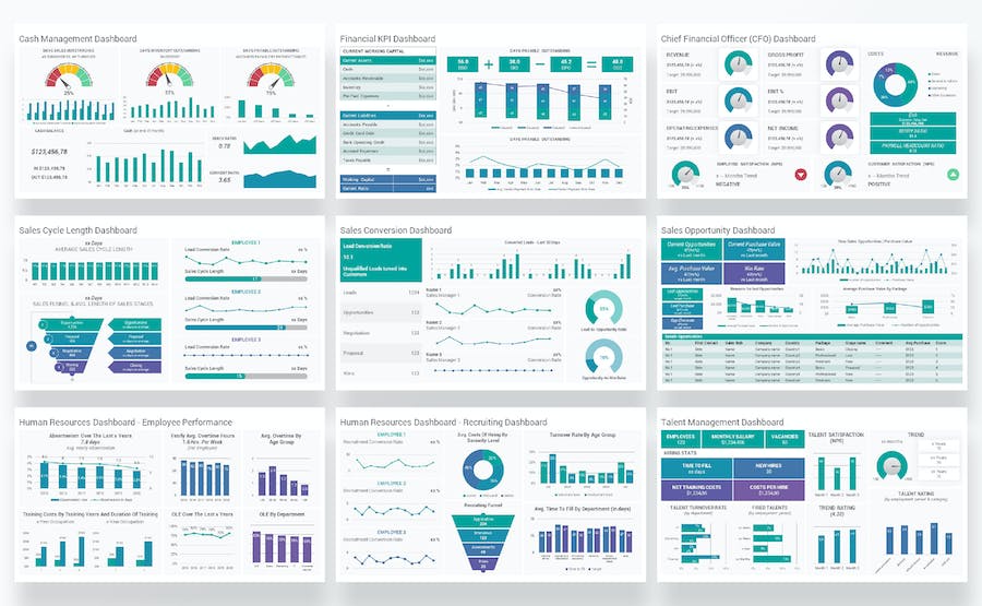 KPI绩效数据分析图形监控PPT模板 - 顶尖PPT