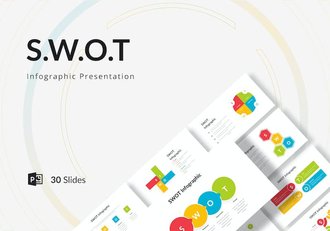SWOT分析彩色信息图形图表PPT模板 - 顶尖PPT