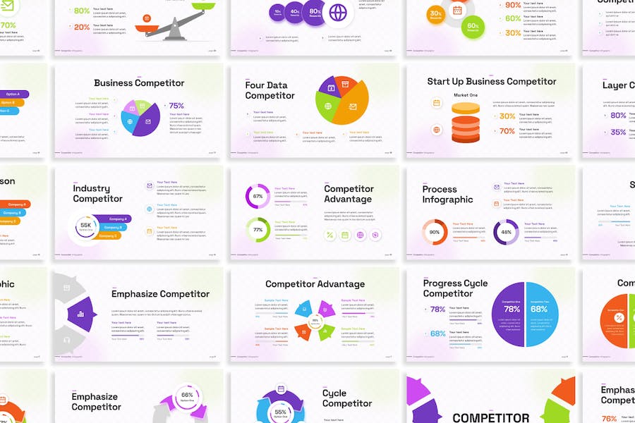 竞争对手分析信息展示市场研究PPT模板 - 顶尖PPT