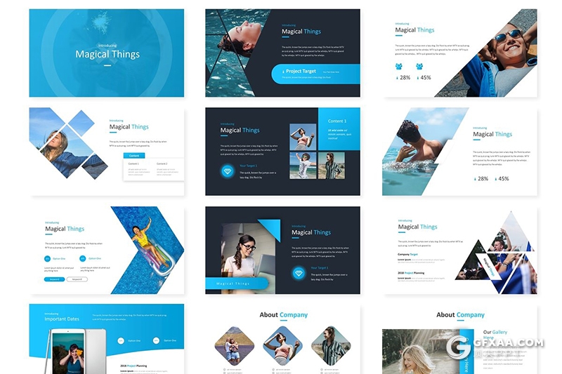 30页国外商务风格企业介绍工作总结计划Google slides模板5种主题配色 - 顶尖PPT