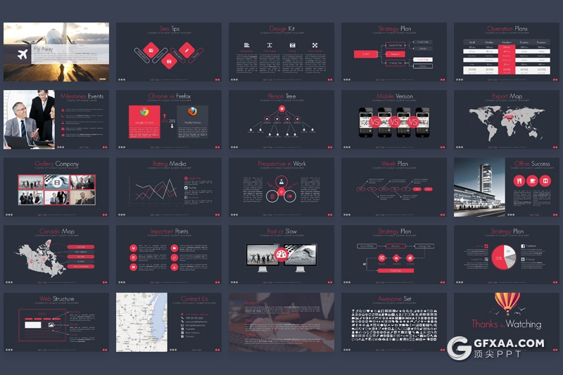 50页欧美商务团队项目合作企业介绍多用途PPT模板3种主题配色 - 顶尖PPT