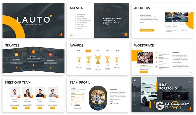 30页3种配色汽车服务行业多用途PPT模板2种尺寸规格 - 顶尖PPT