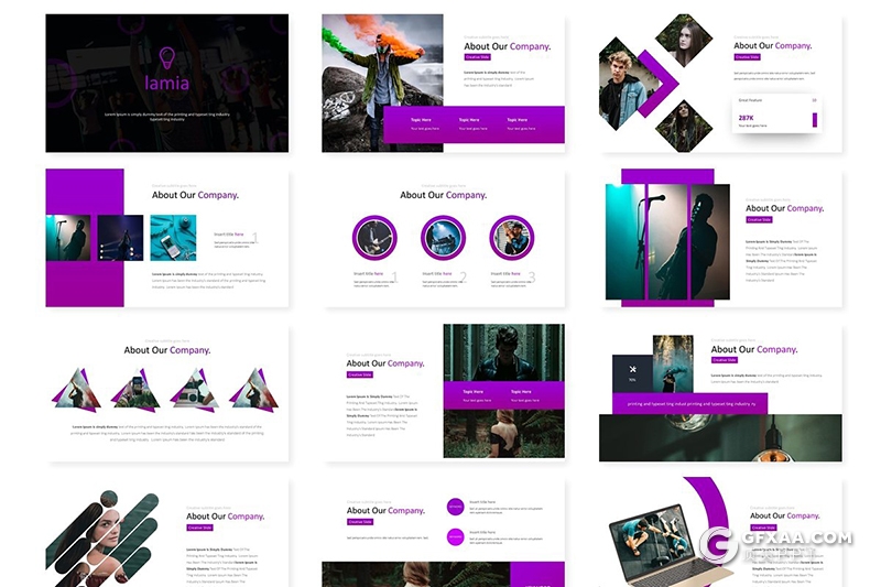 30页扁平化演唱会活动策划方案PPT模板5种主题配色 - 顶尖PPT