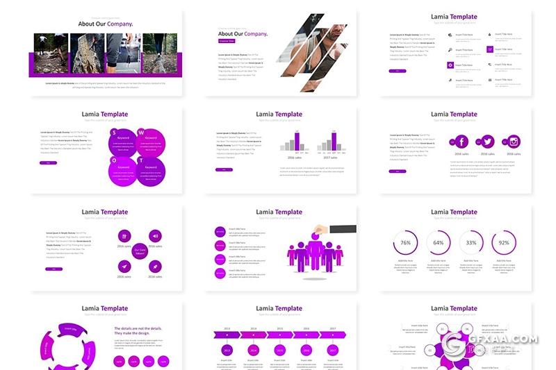 30页扁平化演唱会活动策划方案PPT模板5种主题配色 - 顶尖PPT