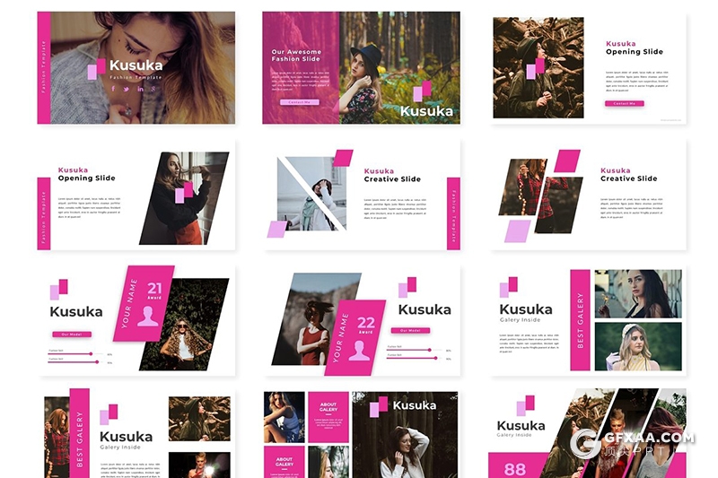 30页时尚简约女性主题风格PPT模板5种主题配色 - 顶尖PPT