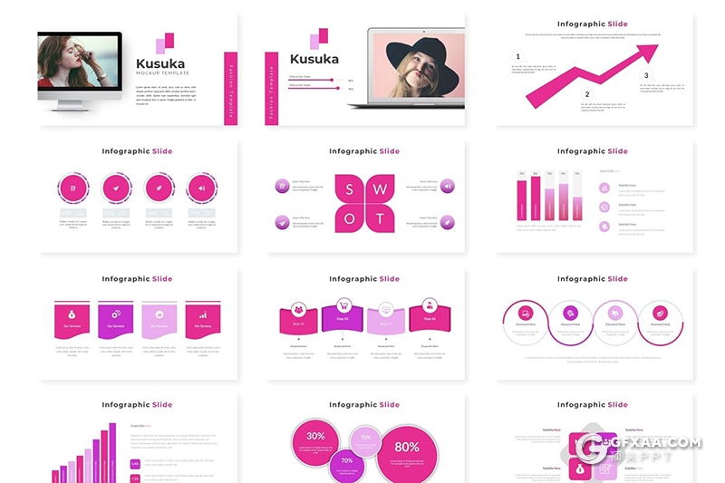 30页时尚简约女性主题风格PPT模板5种主题配色 - 顶尖PPT