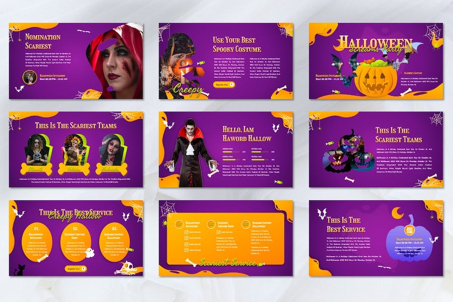 创意万圣节南瓜主题keynote模板 - 顶尖PPT