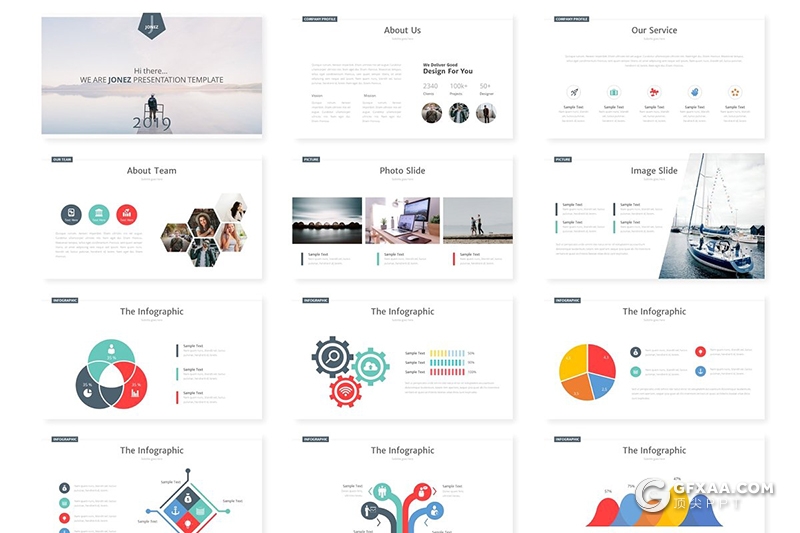 30页商务信息图形分析统计工作报告多用途PPT模板5种主题配色 - 顶尖PPT