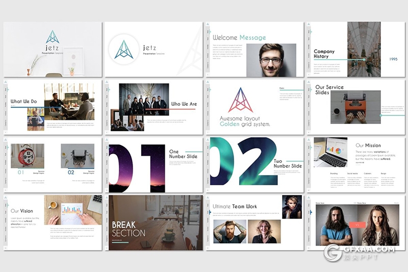 30页国外商务风格企业介绍工作汇报计划Google slides模板5种主题配色 - 顶尖PPT