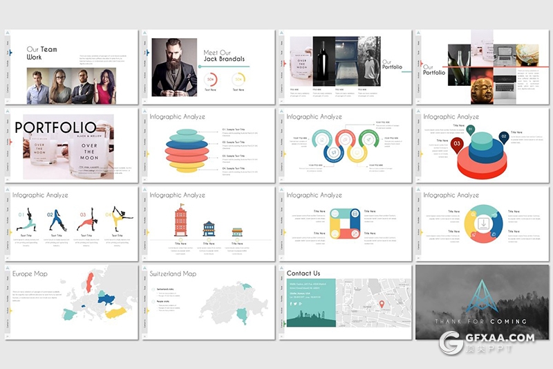 30页国外商务风格企业介绍工作汇报计划Google slides模板5种主题配色 - 顶尖PPT