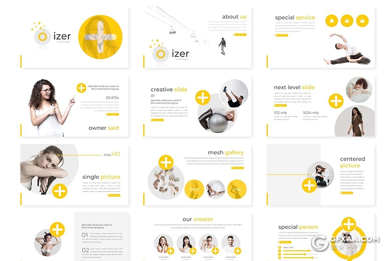 30页5种配色创意图形版式设计女性行业主题PPT模板 - 顶尖PPT