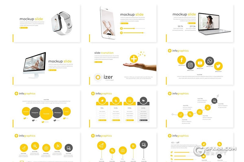 30页5种配色创意图形版式设计女性行业主题PPT模板 - 顶尖PPT