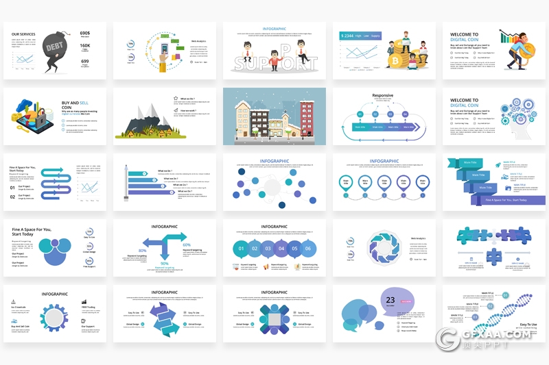 319页国外高端商务PPT模板创意商务卡通人物概念插画ppt可编辑国家地图智能信息图形PPT商务图形图标PPT模板 - 顶尖PPT