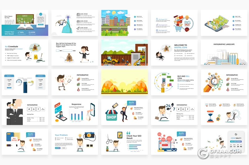319页国外高端商务PPT模板创意商务卡通人物概念插画ppt可编辑国家地图智能信息图形PPT商务图形图标PPT模板 - 顶尖PPT
