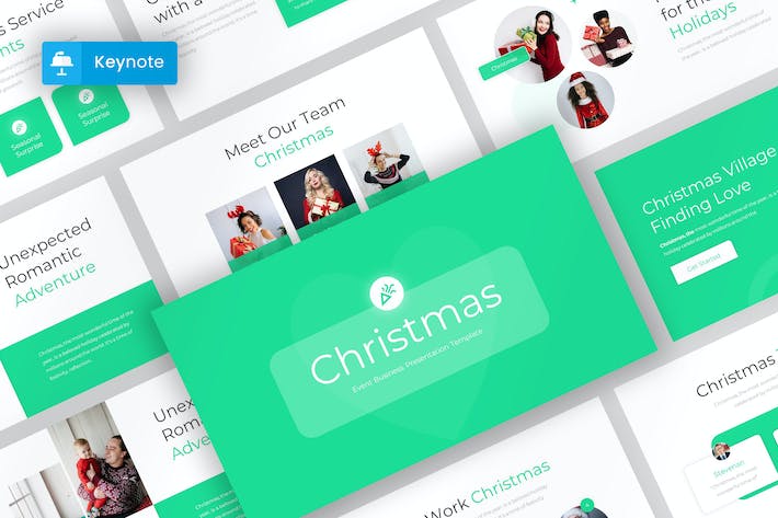 扁平化风格圣诞节活动派对圣诞快乐keynote模板 - 顶尖PPT