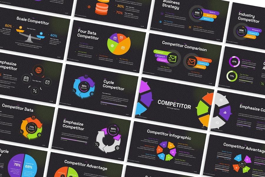 竞争对手分析信息展示市场研究PPT模板 - 顶尖PPT