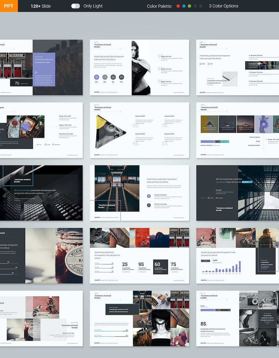 迷你简约风格商务汇报数据信息图形PPT模板 - 顶尖PPT