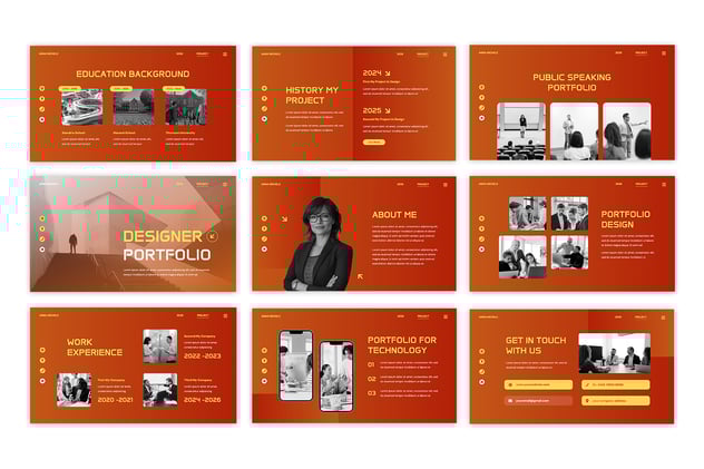 团队介绍作品集PowerPoint模板 - 顶尖PPT