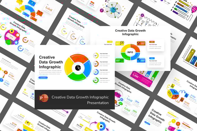 彩色涂鸦风格创意数据增长可视化展示PPT模板 - 顶尖PPT