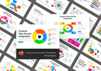 彩色涂鸦风格创意数据增长可视化展示PPT模板 - 顶尖PPT
