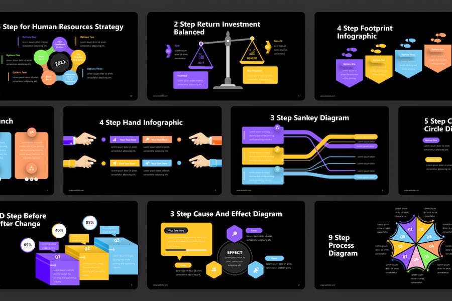STEP步骤流程信息图表PPT模板 - 顶尖PPT
