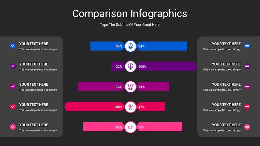 对比图表深色主题Keynote模板 - 顶尖PPT
