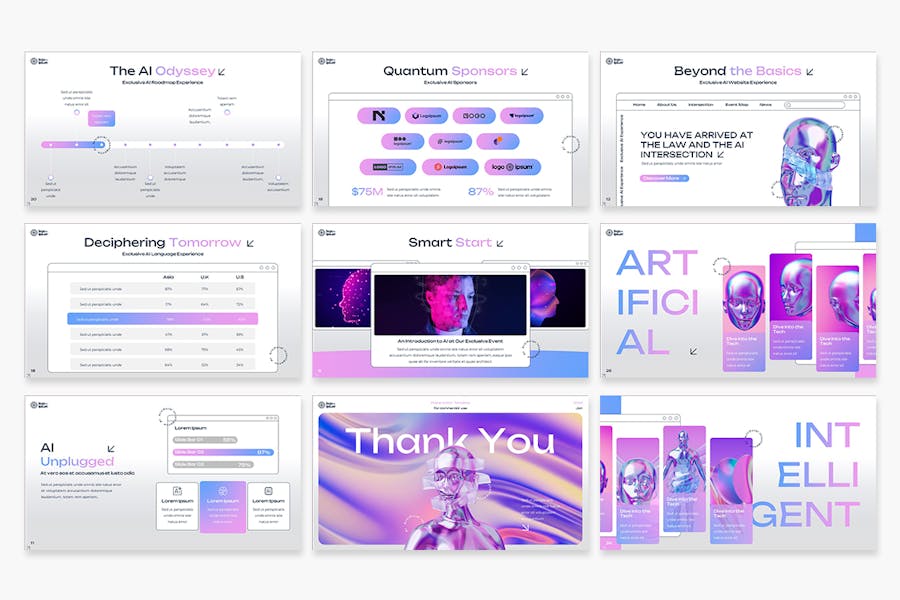 AI大模型人工智能展示PPT模板 - 顶尖PPT