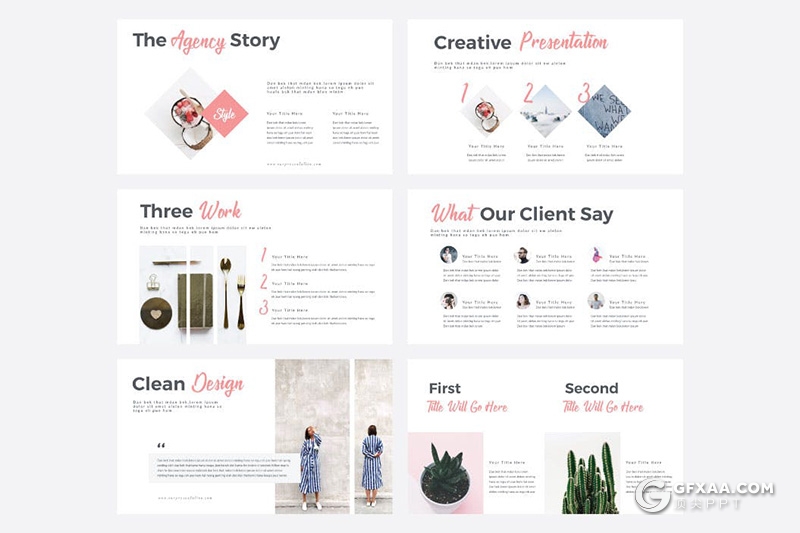 100页国外小清新文艺唯美风格PPT模板 黑白两种底色 - 顶尖PPT