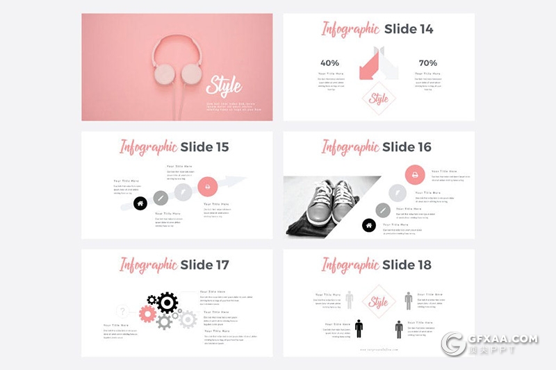 100页国外小清新文艺唯美风格PPT模板 黑白两种底色 - 顶尖PPT