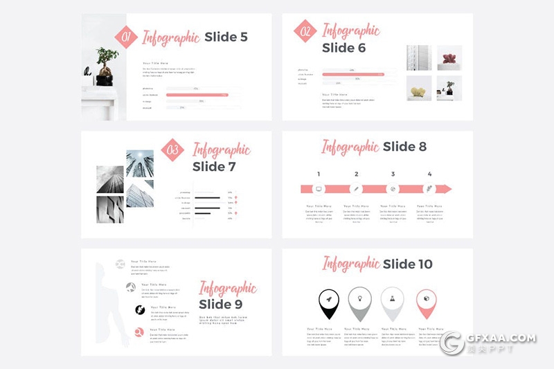 100页国外小清新文艺唯美风格PPT模板 黑白两种底色 - 顶尖PPT