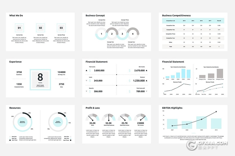 69页极简风格商务多用途PPT模板 5种主题配色 - 顶尖PPT